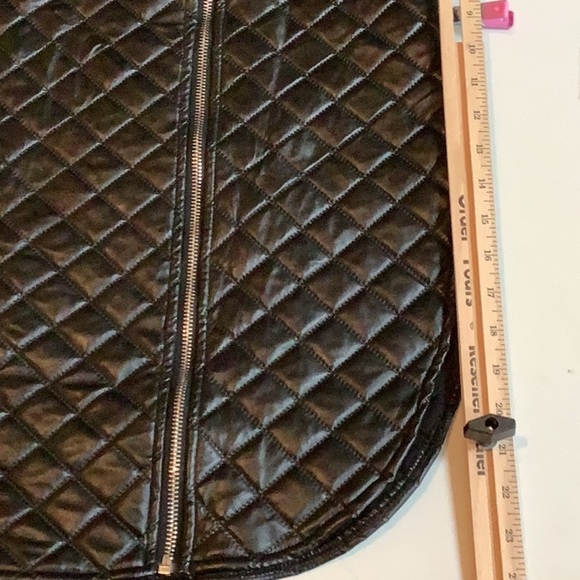 Large Quilted black faux leather asymmetrical zipper 3/4 length fits 8-10 - Picture 8 of 8